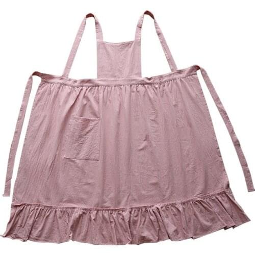 Simple Nordic Style Lotus Leaf Lace Apron Breathable Waterproof Baking Kitchen Flower Art Gardening Pinafore for Women