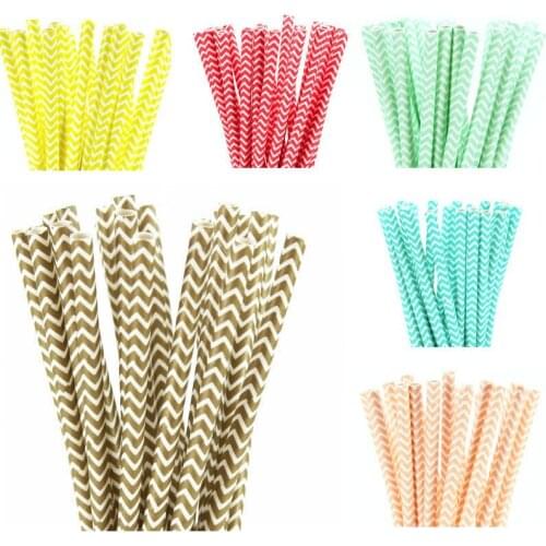 25pcs/lot Chevron Paper Straws For Kids Birthday Wedding Decorative Party Straws Event Supplies Paper Drinking Straws