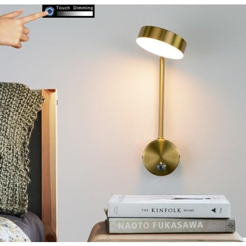 Modern and simple LED indoor lighting wall lamp 9W touch stepless dimming home bedroom bedside mirror adjustable wall lamp
