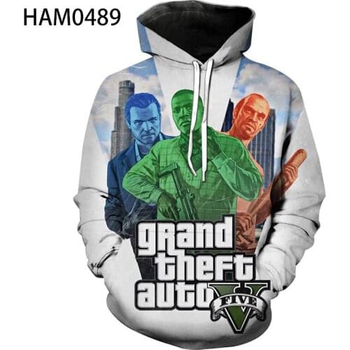 Grand Theft Auto Spring and summer Hoodie cool 3D animation printing popular classic personality boys and girls Sweatshirt