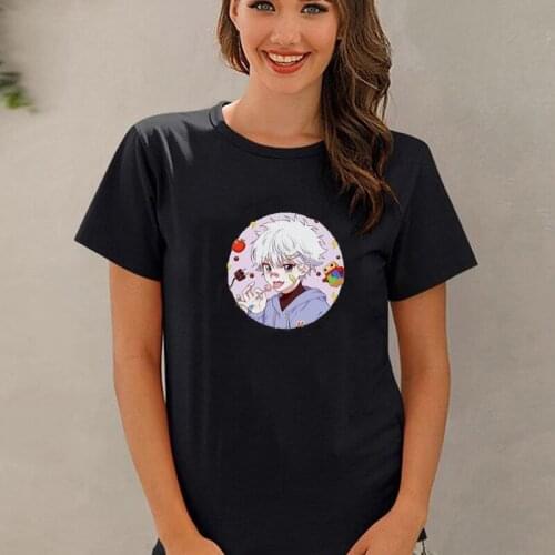 Women Hunter X Hunter Short Sleeve T-shirt Kawaii Killua Zoldyck Japan Anime Tops Harajuku Tops Cotton Casual Funny Manga Tee