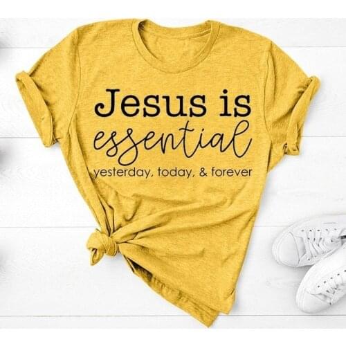 Jesus Is Essential Letter Print T Shirt Women Short Sleeve O Neck Loose Tshirt Summer Women Tee Shirt Tops Camisetas Mujer