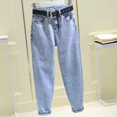 Woman Jeans Pants Light-Colored Jeans Womens Spring And Autumn Loose High Waist Cropped Tappered Pantalones Vaqueros Mujer