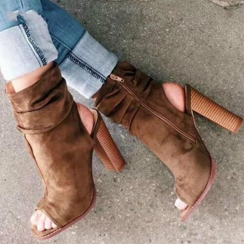 Plus Size Super High Heels Gladiator Sandals Peep Toe sandalias botas chunky Heels Hollow outs Open Toe Boots Summer Shoes 889