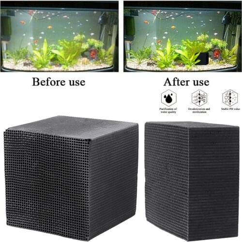 1Pcs Aquarium Water Purifier Cube Activated Carbon Aquarium Water Cleaning Filter Filtration For Fish Tank 10x10x5cm/10x10x10cm