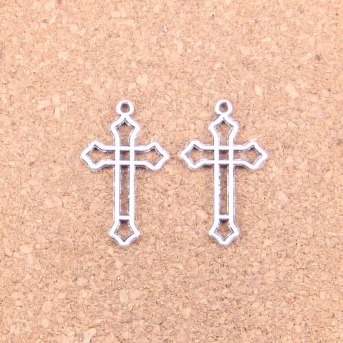 162pcs Charms hollow cross 25x15mm Antique Pendants,Vintage Tibetan Silver Jewelry,DIY for bracelet necklace