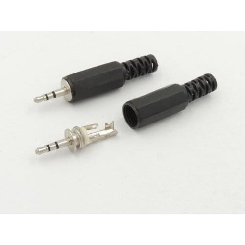 2.5mm 3 pole Stereo Male Plug Jack Spring Solder Audio Adaptor Connectors Plastic