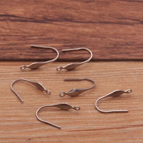 20Pcs 12X18mm Stainless Steel Ear Hook Blanks Diy Post Stud Earrings Base Settings For Jewelry Making