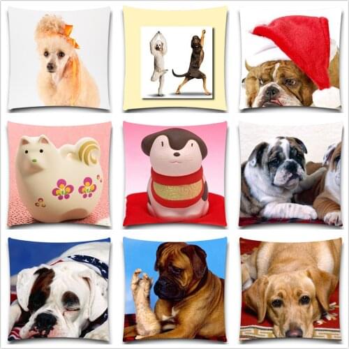 2016 Hot Sale Pillow case Lovely Pet Dog Cotton Polyester Cushion Cover bedroom/chair seat 5 size 9 style Christmas Gift