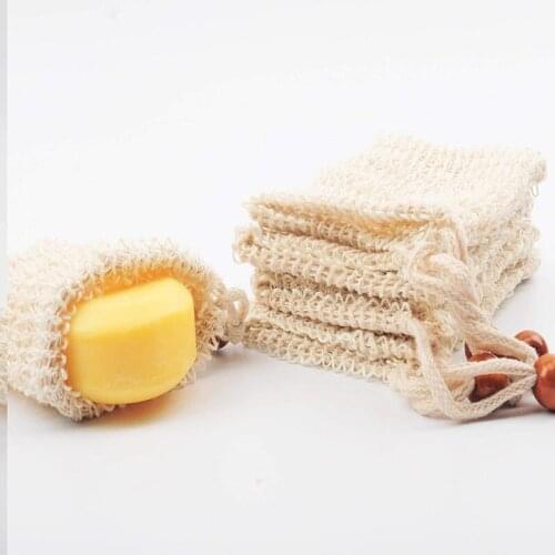 30 Pack Natural Ramie Soap Saver Pouch Homemade Soap Mesh Bag with Drawstring Soap Bags for Shower