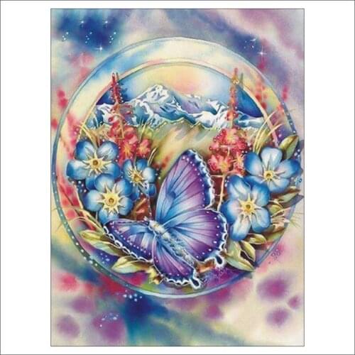 5D DIY Diamond Snow Mountain Butterfly Diamond Embroidery Mosaic Square Diamond Painting Mural Home Decor T184