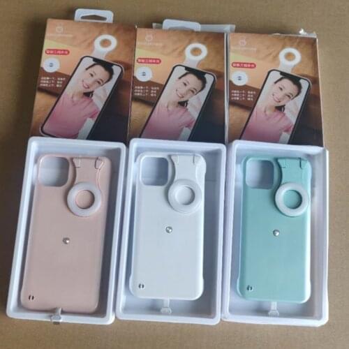 For iPhone 12 11 Pro Max SE2020 XR XS X 7 8 + Ring Light Flash Case LED Selfie Flashlight For Huawei Mate 40 30 Pro Case Cover