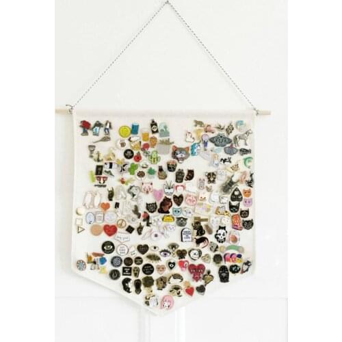 Kids Room Wall Display Banner Enamel Pin Display Pennant Badge Decor Buttons Lapel Collection Plain Blank Canvas Wall Banner