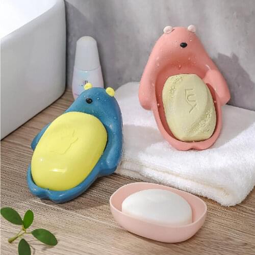 Eco-friendly Bathroom Soap Dish Drain Plate Holder Tray Storage Case Bear Shape Case
