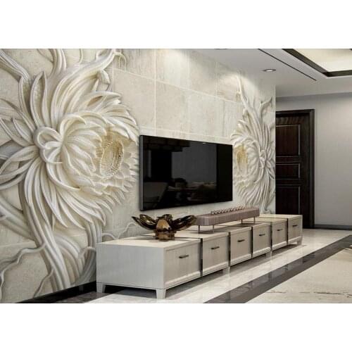 Photo wall paper mural 3d Embossed sandstone texture stone carving sunflower wallpapers for kids on the wall TV backdrop