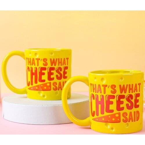 550ml Cheese Ceramic Coffee Mugs Creative Cheese Water Cup Office Coffee Cup Art Decoration Crafts Friends Gift Wine Tumbler