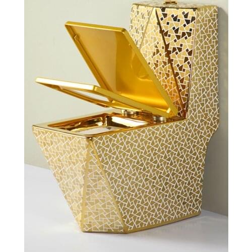 Golden toilet square diamond color ceramic toilet European household toilet water closet 3520