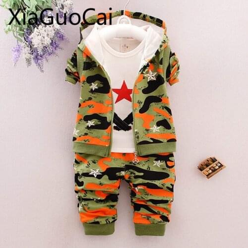 Toddler Boys Clothing Set 2018 New Spring and Autumn Sports Kids Clothes Boys Camouflage Cartoon Long-sleeved Boys Hoodies