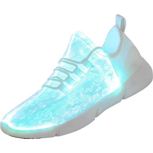 Adult Kids LED Shoes Men Lights Up Sneakers Women USB Charging Colorful Luminous Fiber Optic Sneakers for Boys Girls EU26-46
