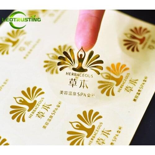 Leotrusting 1000pcs Custom Transparent Clear PVC Gold Foil Stickers Gold Wedding Invitation Birthday Envelope Packaging Stickers