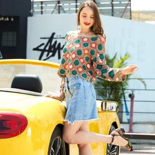 Summer Women Single Breasted Sexy Mini Skirts Harajuku Ladies Ripped Cotton A-Line Denim Skirts Korean High Waist Clothing