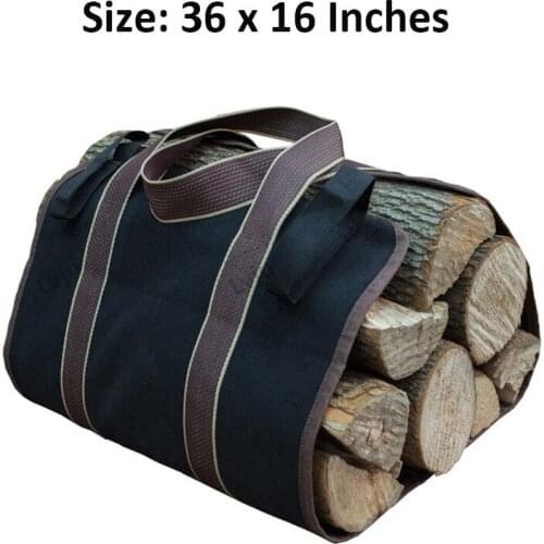 Lvju Waterproof Large Capacity Camping Picnic Outdoor Firewood Bag Durable Canvas Firewood Match Carrier Storage Tote Bag