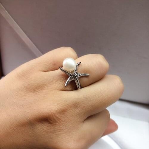 DIY Trendy Starfish Ring Mountings Base Findings Women Accessories Jewelry Settings Parts for Girls Pearls Beads Stones Agate