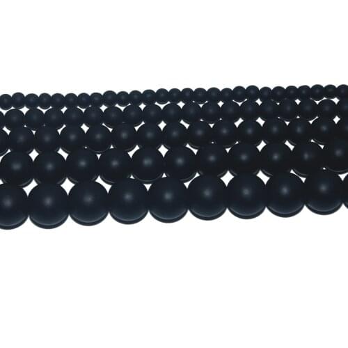 Wholesale Dull Polish Black Glass Stone Round Beads 4 6 8 10 12 MM Pick Size For Jewelry Making DIY Bracelet Necklace Material