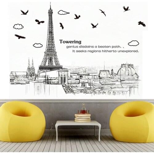 Paris iron tower wall sticker PVC Material DIY Paris famous tower wall decals for Living room sofa background home decor sticker
