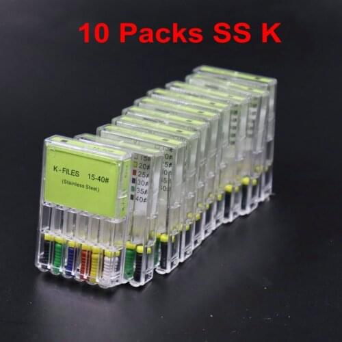 10Pcs Dental SS K Files 15-40# Stainless Steel Root Canal Files Handuse 21mm 25mm for Endodontics