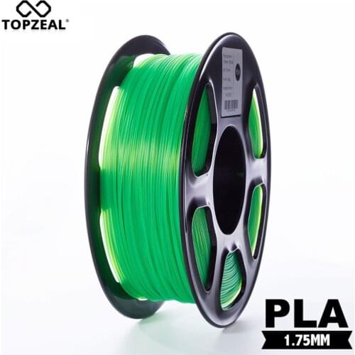 TOPZEAL Clear 3D Plastic Filament PLA Filament 1.75mm 1KG Dimensional Accuracy +/- 0.02mm Transparent Green for 3D Printer