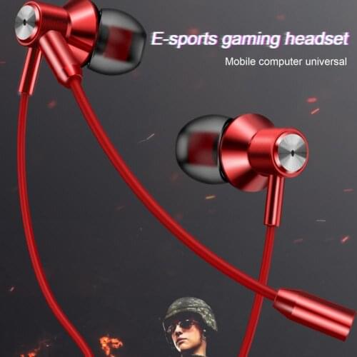 Wired Earphone Ergonomic Dual Microphone Stereo Universal L-Shaped Plug Metal Gaming Earphone For Xiaomi iPhone Sports Headset