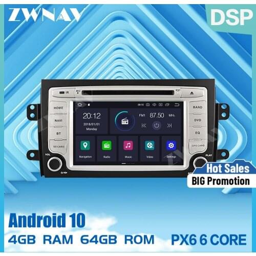 PX6 DSP IPS 4+64G Android 10.0 Car GPS Navi Radio Audio stereo For Suzuki SX4 2006-2010 DVD multimedia Player head unit free map