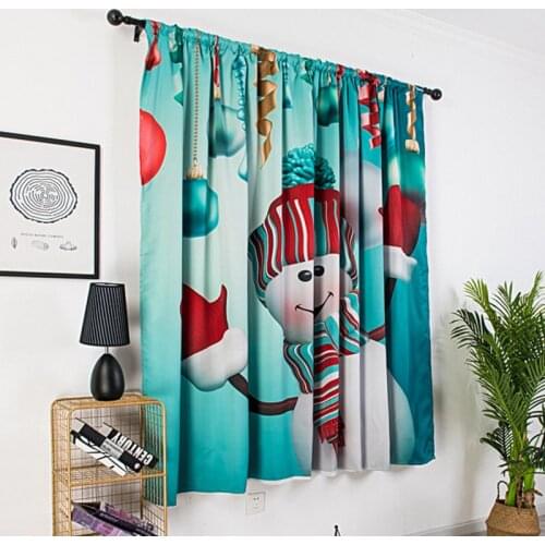 Xmas Theme Christmas Curtains Semi-shading Sun-proof Curtain For Living Room And Bedroom Decor
