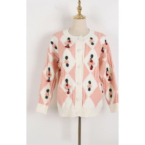 Pink Sweater Cardigan Autumn and Winter Gentle Lazy Wind Small Fresh Female Knitting Small Man Winter Coat Lovely