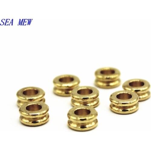 SEA MEW 100 PCS 7*3mm Metal Raw Brass Spacer Beads 3mm Hole Beads Flat Beads For Jewelry Making