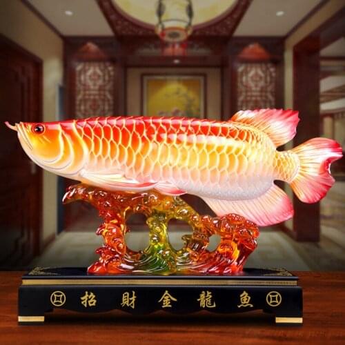 Lucky Arowana Glass Crafts Creative Living Room Decoration Shop Opening Gift