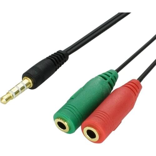 Audio Stereo Plug 3.5mm 1 Male to 2 Female Adapter Cable Spliter Connector microphone and headphone