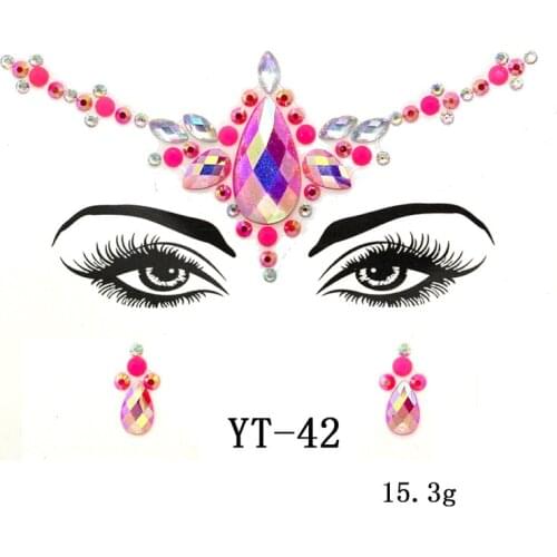 1Pcs Trendy 3D Glitter Face Jewelry Rhinestone Stickers Temporary Party Face Music Festival Makeup Flash Tattoo Stickers