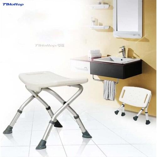 Tlhottop Old man stool folding chair bathroom anti-skid pregnant women bath shower chair chair aluminum alloy for the disabled