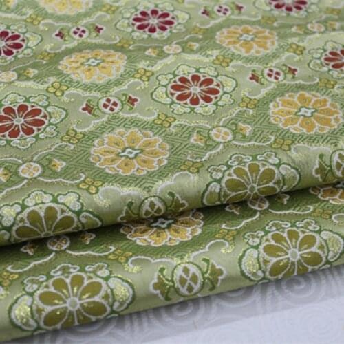 CF222 1Yard Green Silk Jacquard Satin Fabric For The Kimono Japanese Style Fabric For Womens Dress Home Textile Fabric For Sew
