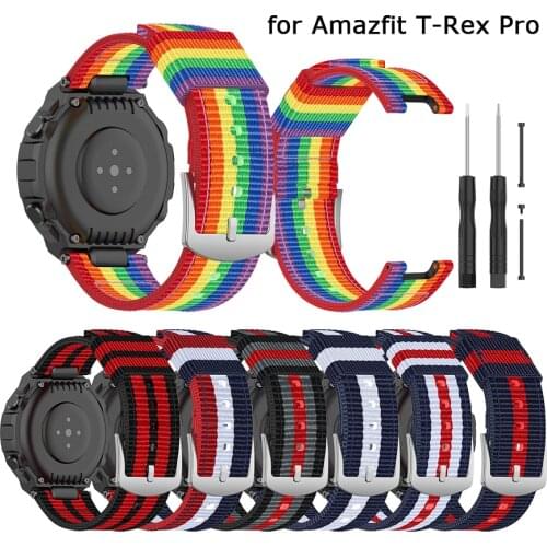 Woven Canvas Replacement Band for Huami Amazfit T Rex Pro SmartWatch Bracelet for Xiaomi Amazfit T-Rex Strap Wristband Accessory