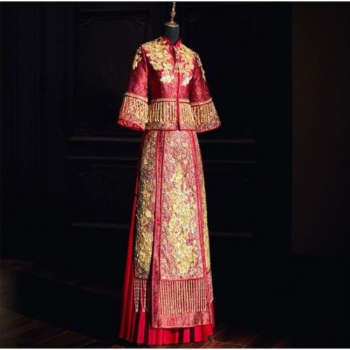 Embroidery Classic Oriental Style Chinese Traditional Wedding Dress Stylish Clothes Cheongsam China Qipao китайская одежда