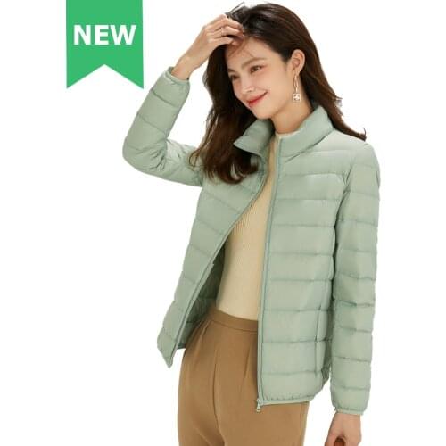 Woman High Quality Ultra Light 90% White Duck Down Jackets Women Long Sleeve Parkas Soft Fabric Short Tops Coat Windbreaker 4XL