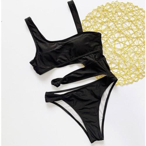 Womens Bikinis Set wire free Solid Bikini Black White Piece Of Swimsuit Beachwear Bathing Suit Swimwear