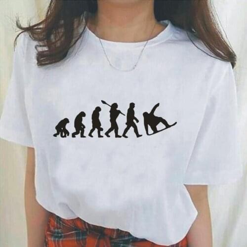 Winter Boarding Snowboarding Evolution T-shirt Snowboarder Sports Casual Tee Shirt Femme Evolution Snowboard T Shirt Women Tops