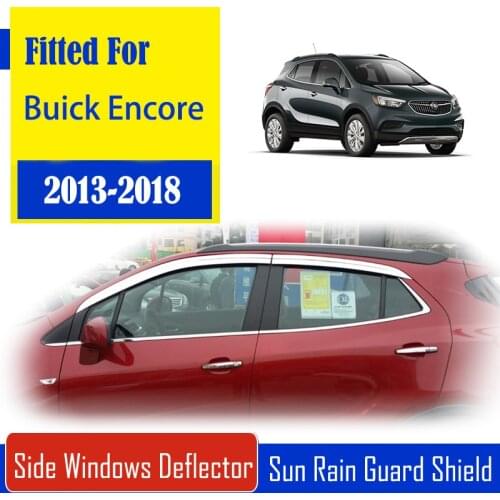 1 Set Chrome Side Vent Sun Shade Window Visors Rain Guard Deflectors For Buick Encore 2013-2018