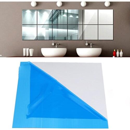 16 PCS Mirror Tile Wall Sticker Square Self Adhesive Room Decor Stick On Modern Art Room Bathroom Decor Stick DIY