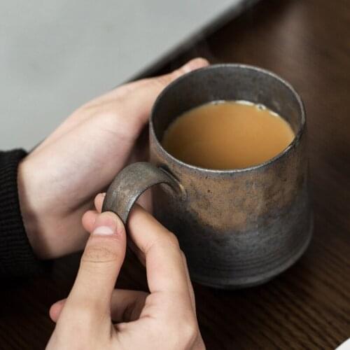 200ml/300ml Creative Handle Mug Ceramic Coarse Pottery Mugs Afternoon Tea Cup Master Water Cup Drinkware Teaware Container Decor
