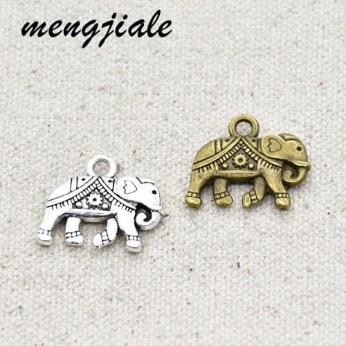 8pcs/lot Antique Silver Double Sided Small Cute Lucky Thai Elephant Charm 20x17mm